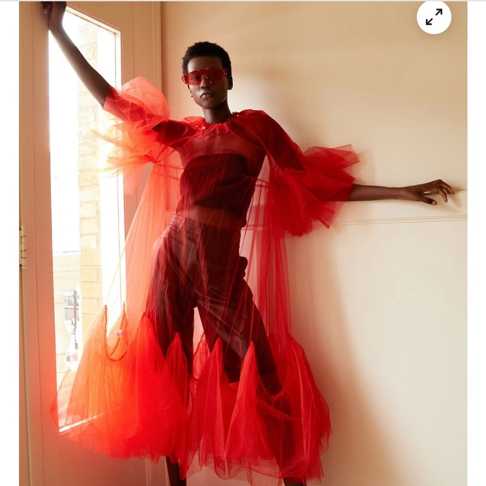 KATE HEWKO AVANT GARDE TULLE OVERLAY  Women’s One Size Overlay Dress Red NWOT